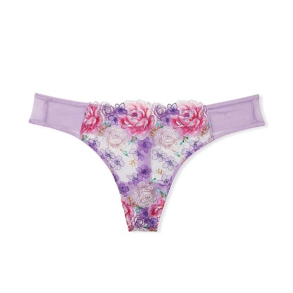 Victoria's Secret Dream Angels Floral Embroidery Thong Panty Electric Blooms XS - Picture 3 of 7